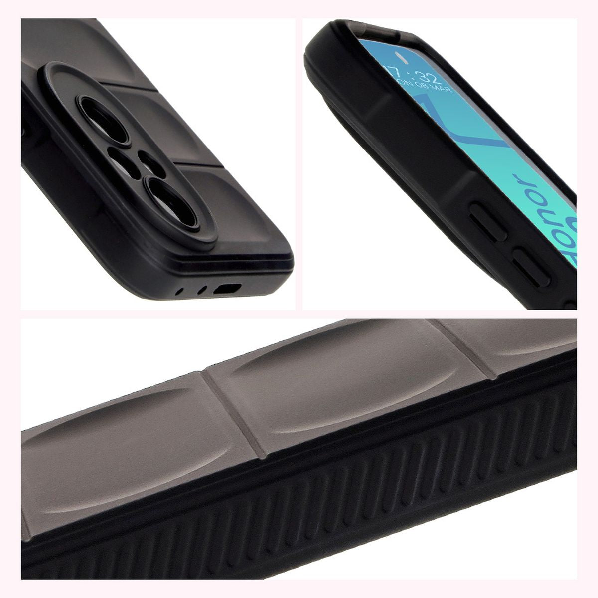 Robuste Handyhülle für Honor 200, Bizon Case Tur, Schwarz