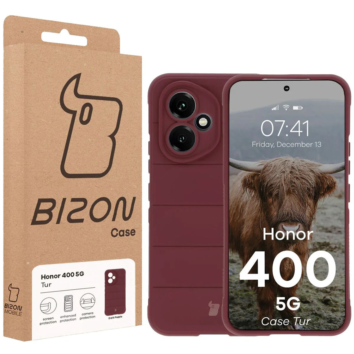 Robuste Handyhülle für Honor 400, Bizon Case Tur, Burgunderrot