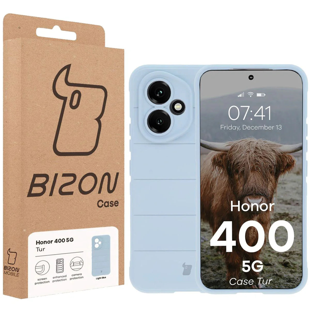 Robuste Handyhülle für Honor 400, Bizon Case Tur, Hellblau