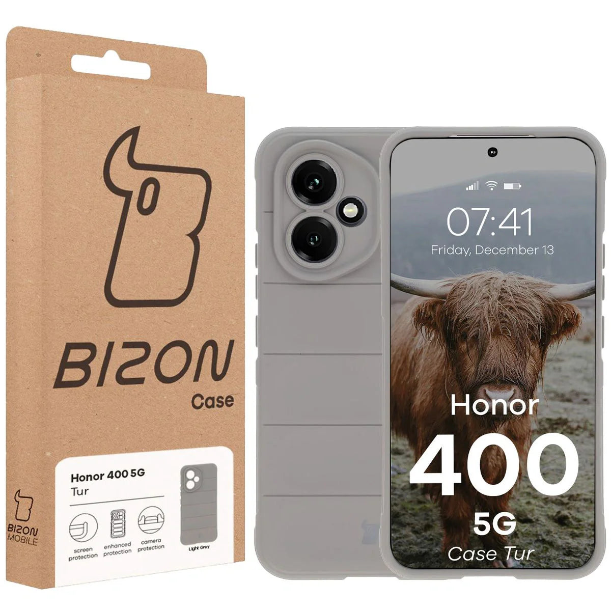 Robuste Handyhülle für Honor 400, Bizon Case Tur, Hellgrau