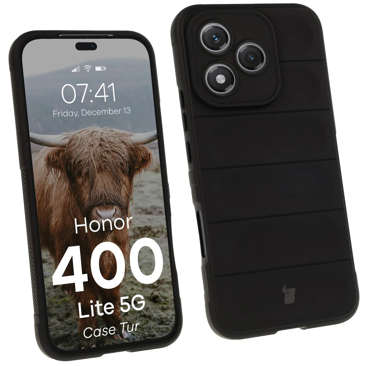 Robuste Handyhülle für Honor 400 Lite, Bizon Case Tur, Schwarz