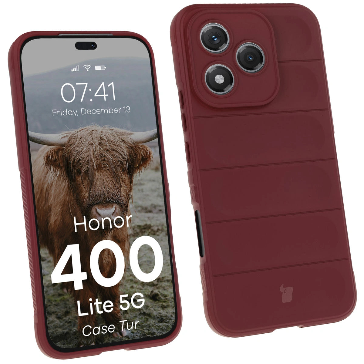 Robuste Handyhülle für Honor 400 Lite, Bizon Case Tur, Burgunderrot