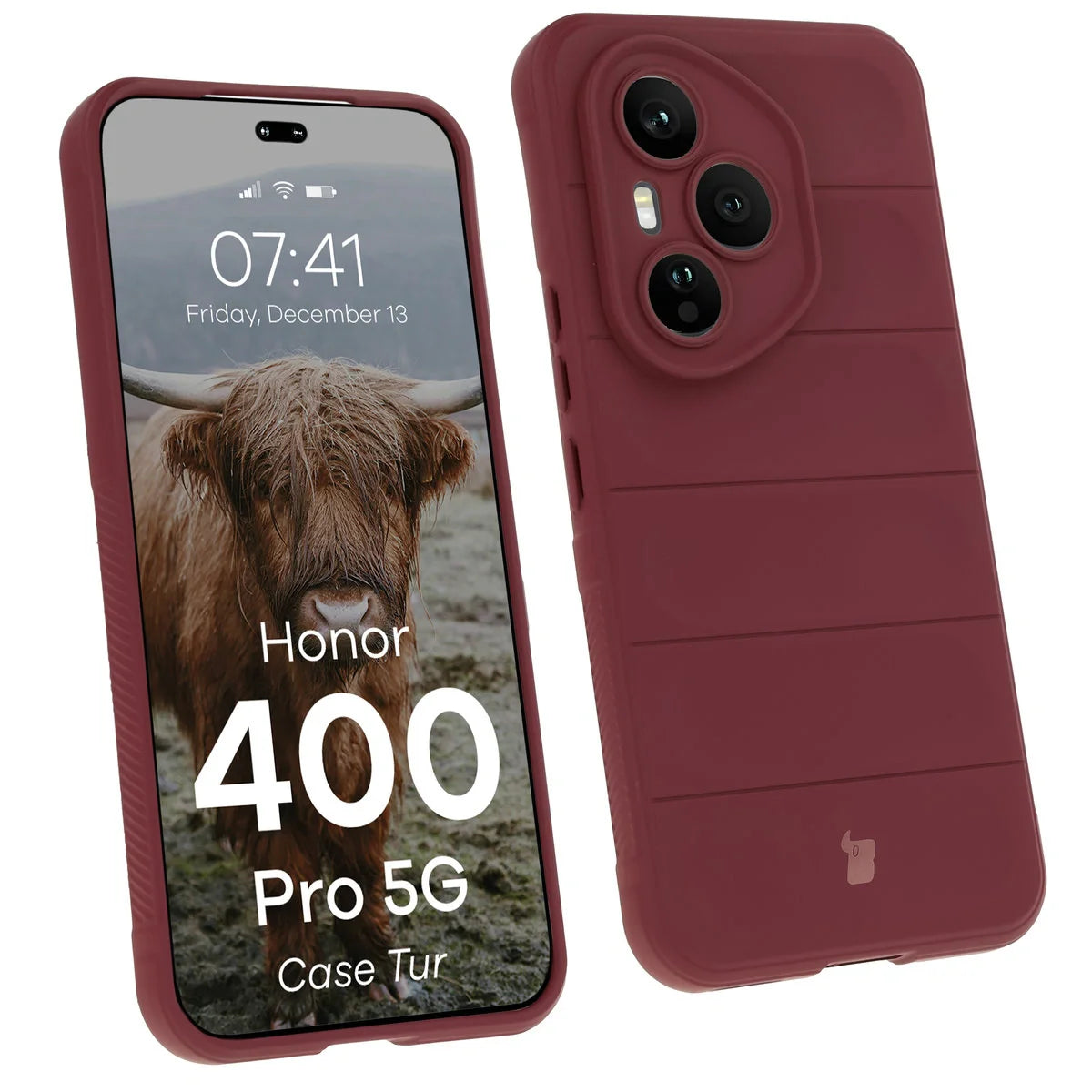Robuste Handyhülle für Honor 400 Pro, Bizon Case Tur, Burgunderrot