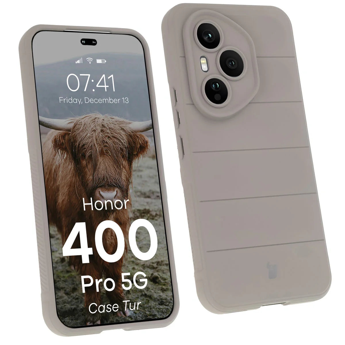 Robuste Handyhülle für Honor 400 Pro, Bizon Case Tur, Hellgrau