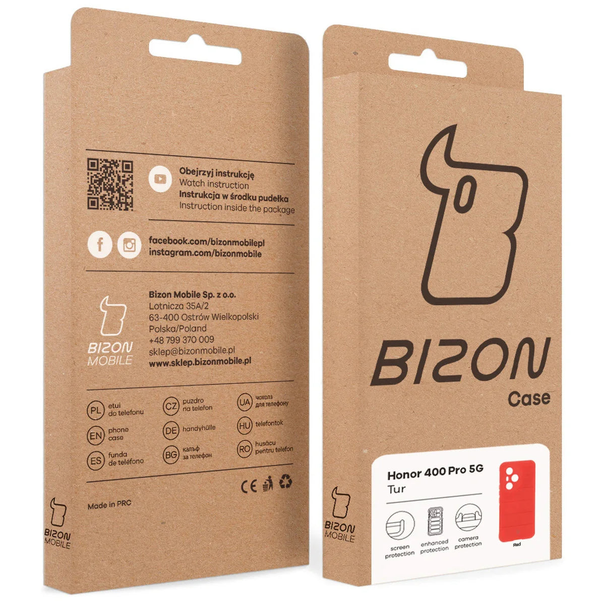 Robuste Handyhülle für Honor 400 Pro, Bizon Case Tur, Rot