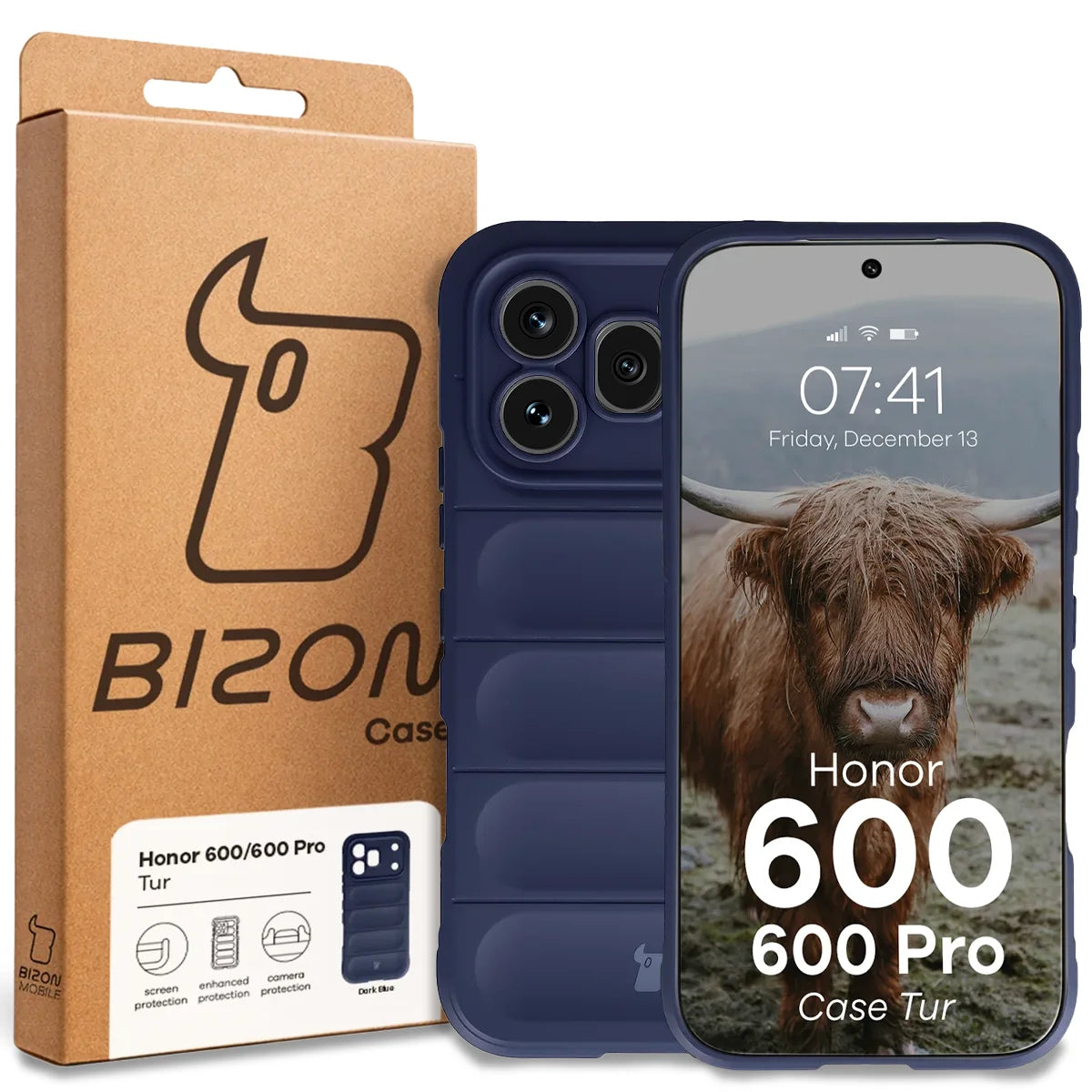 Robuste Handyhülle für Honor 600 5G / 600 Pro 5G, Bizon Case Tur, Dunkelblau