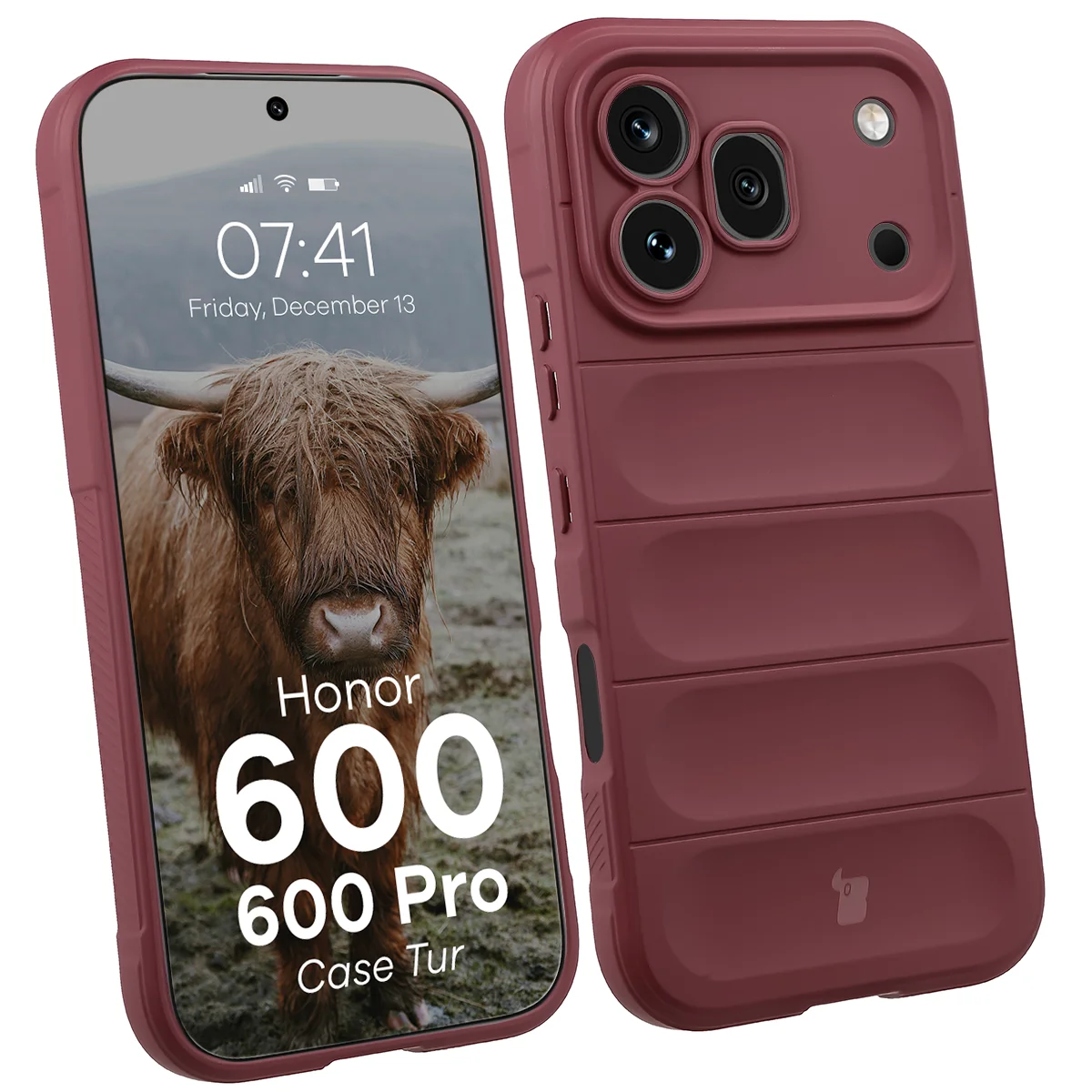 Robuste Handyhülle für Honor 600 5G / 600 Pro 5G, Bizon Case Tur, Burgunderrot