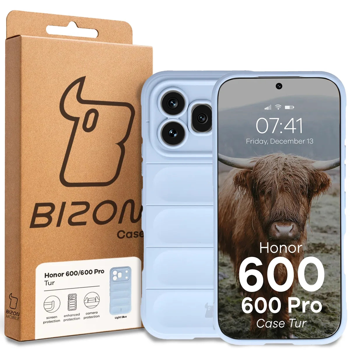 Robuste Handyhülle für Honor 600 5G / 600 Pro 5G, Bizon Case Tur, Hellblau