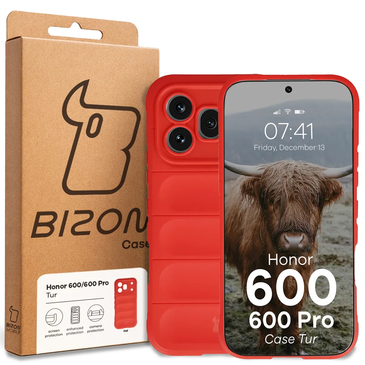 Robuste Handyhülle für Honor 600 5G / 600 Pro 5G, Bizon Case Tur, Rot