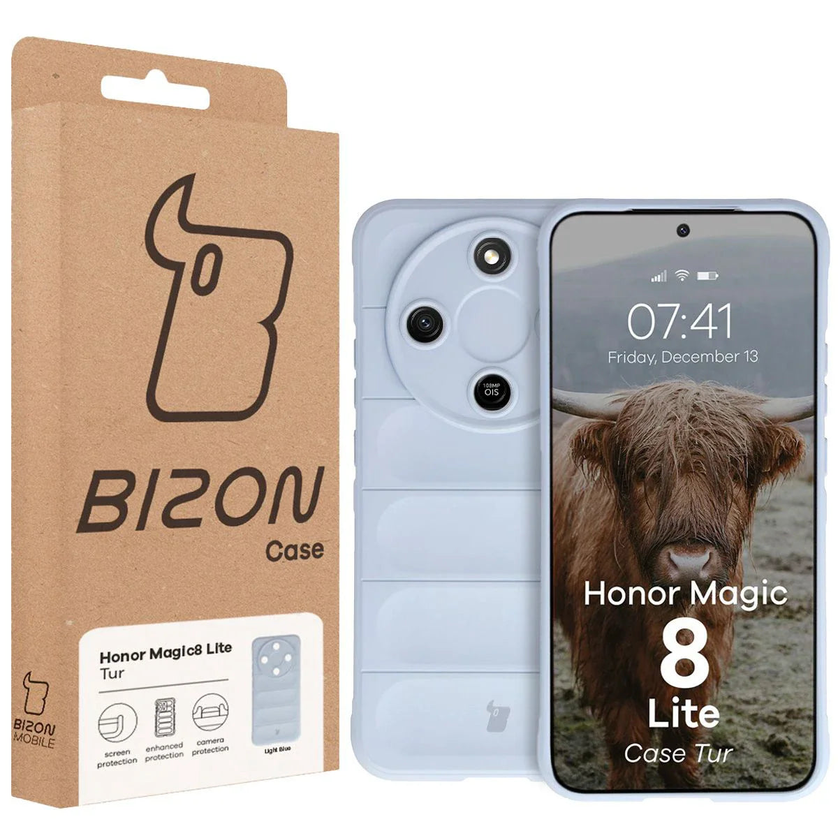 Robuste Handyhülle für Honor Magic8 Lite, Bizon Case Tur, Hellblau