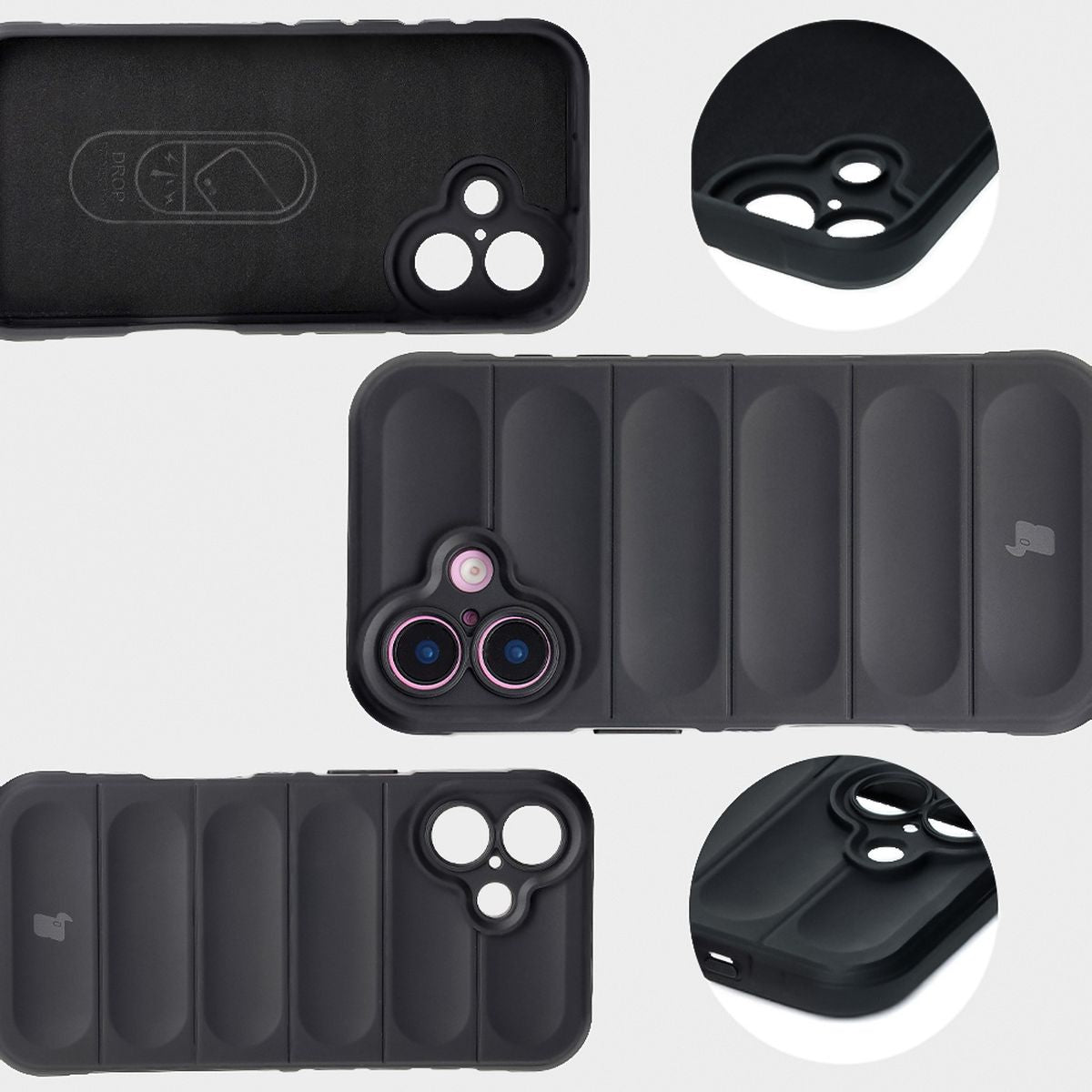 Robuste Handyhülle für iPhone 16, Bizon Case Tur, Schwarz