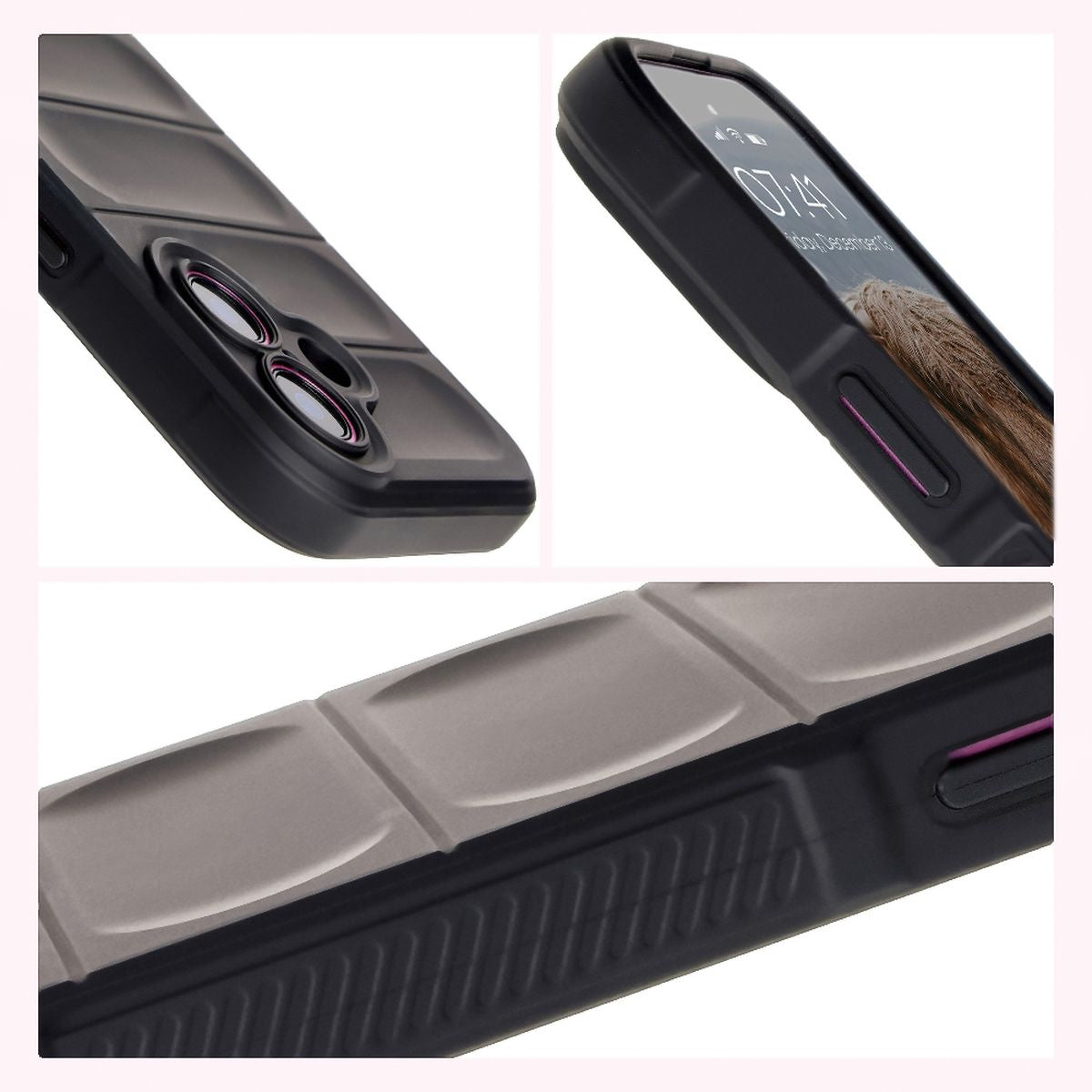Robuste Handyhülle für iPhone 16, Bizon Case Tur, Schwarz