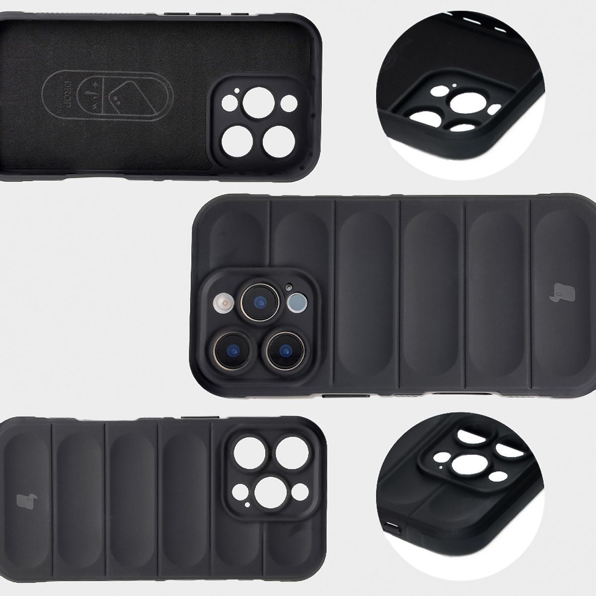 Robuste Handyhülle für iPhone 16 Pro, Bizon Case Tur, Schwarz