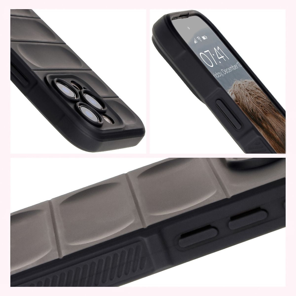 Robuste Handyhülle für iPhone 16 Pro, Bizon Case Tur, Schwarz