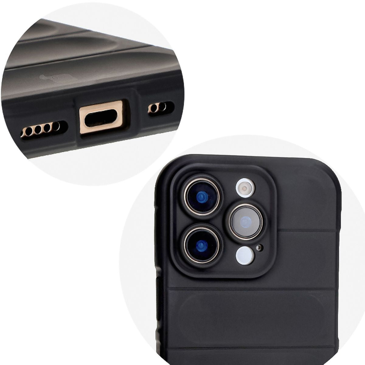Robuste Handyhülle für iPhone 16 Pro, Bizon Case Tur, Schwarz