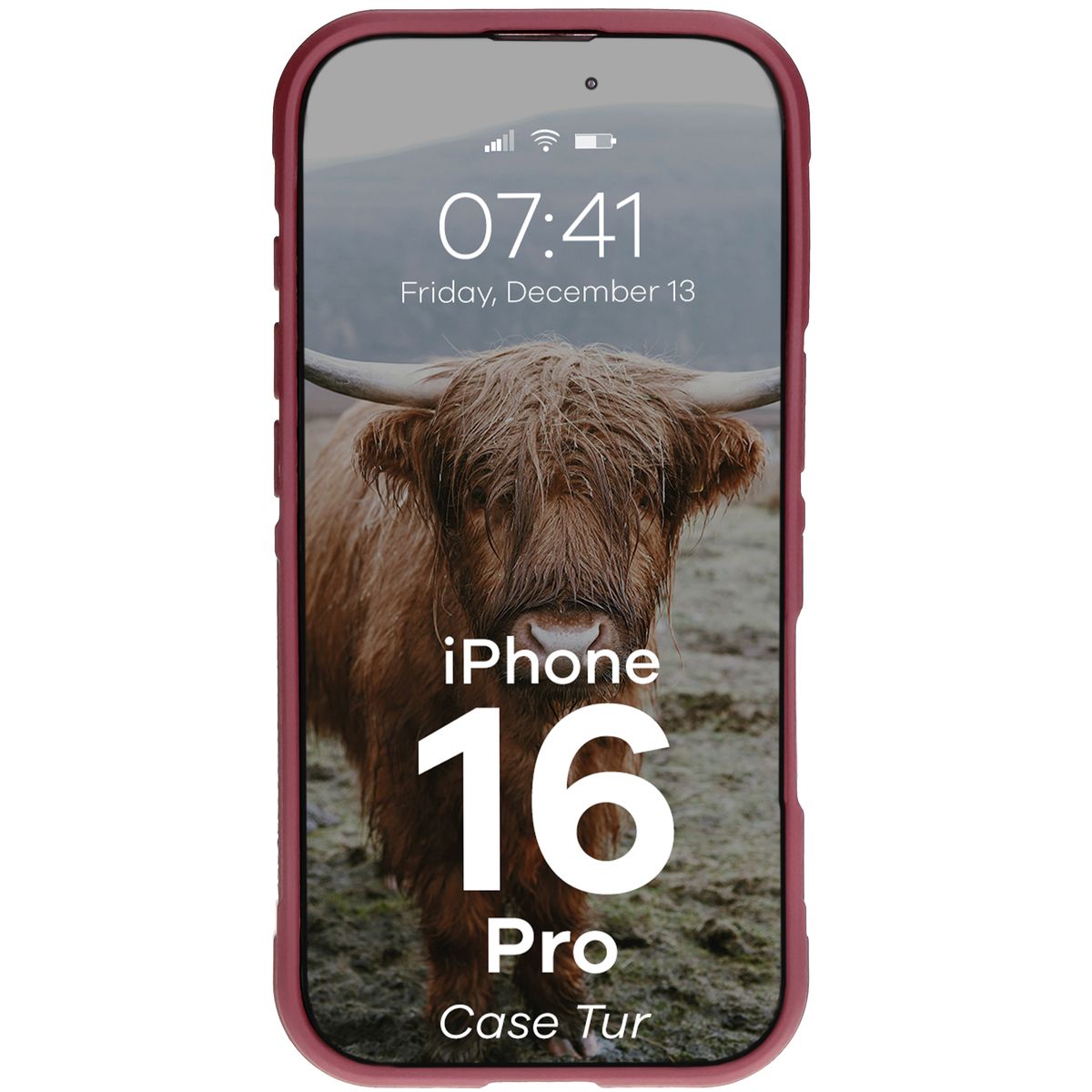 Robuste Handyhülle für iPhone 16 Pro, Bizon Case Tur, Burgunderrot