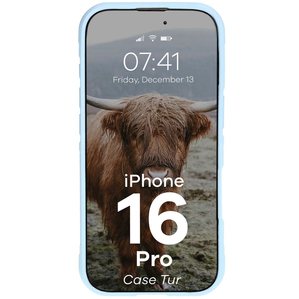 Robuste Handyhülle für iPhone 16 Pro, Bizon Case Tur, Hellblau