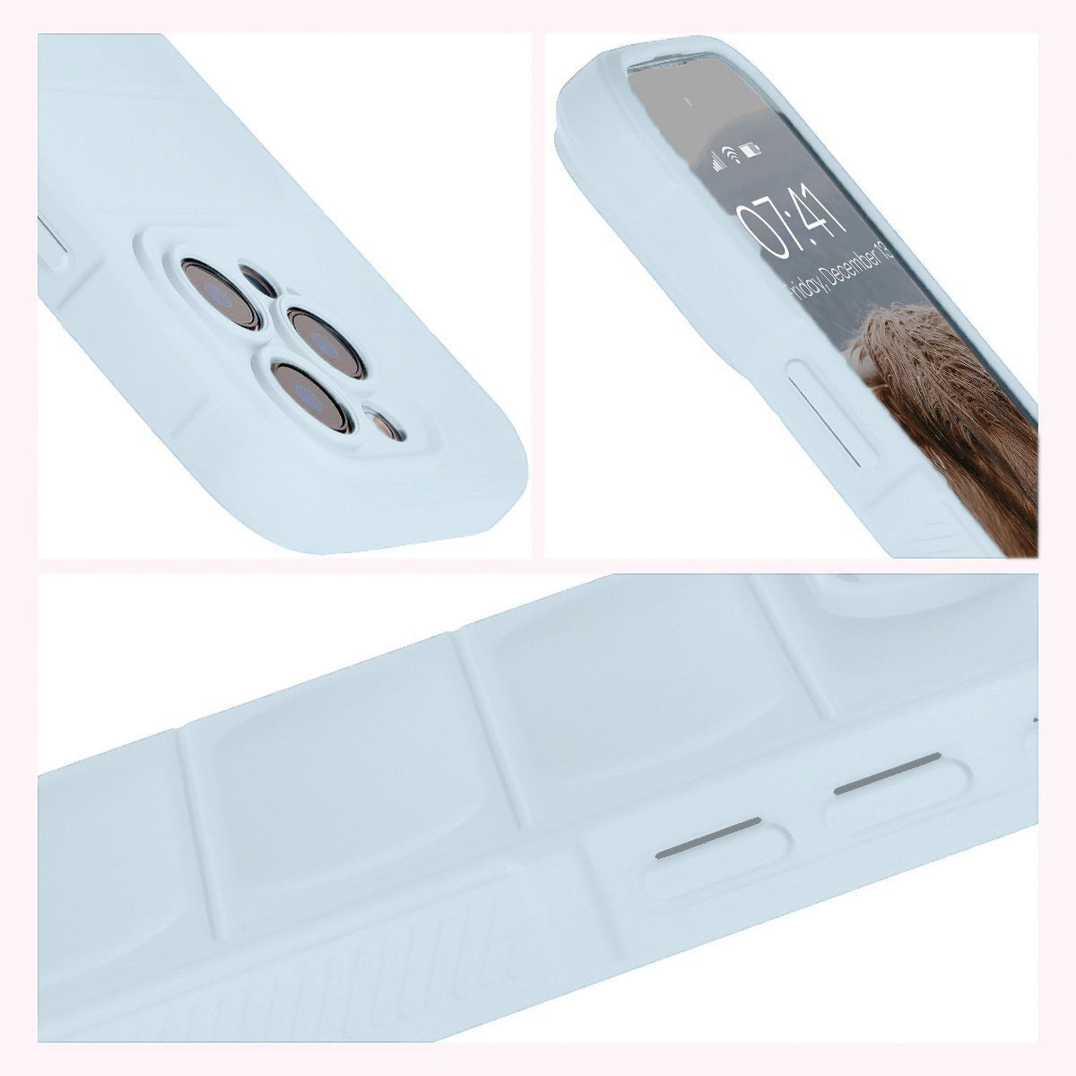 Robuste Handyhülle für iPhone 16 Pro, Bizon Case Tur, Hellblau
