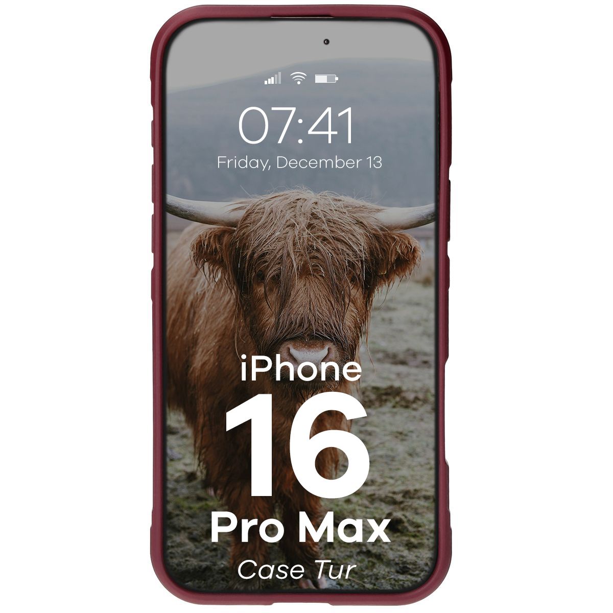 Robuste Handyhülle für iPhone 16 Pro Max, Bizon Case Tur, Burgunderrot