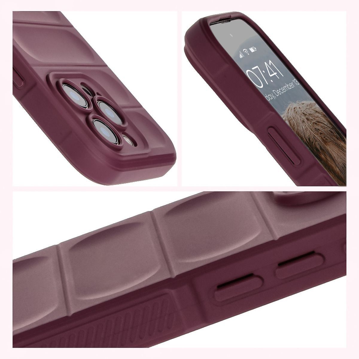Robuste Handyhülle für iPhone 16 Pro Max, Bizon Case Tur, Burgunderrot