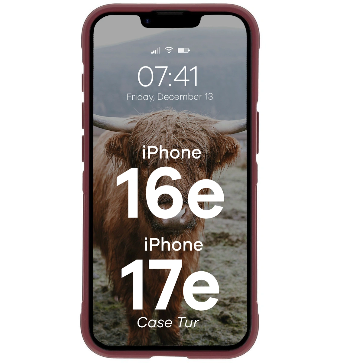 Robuste Handyhülle für iPhone 17e / 16e, Bizon Case Tur, Burgunderrot
