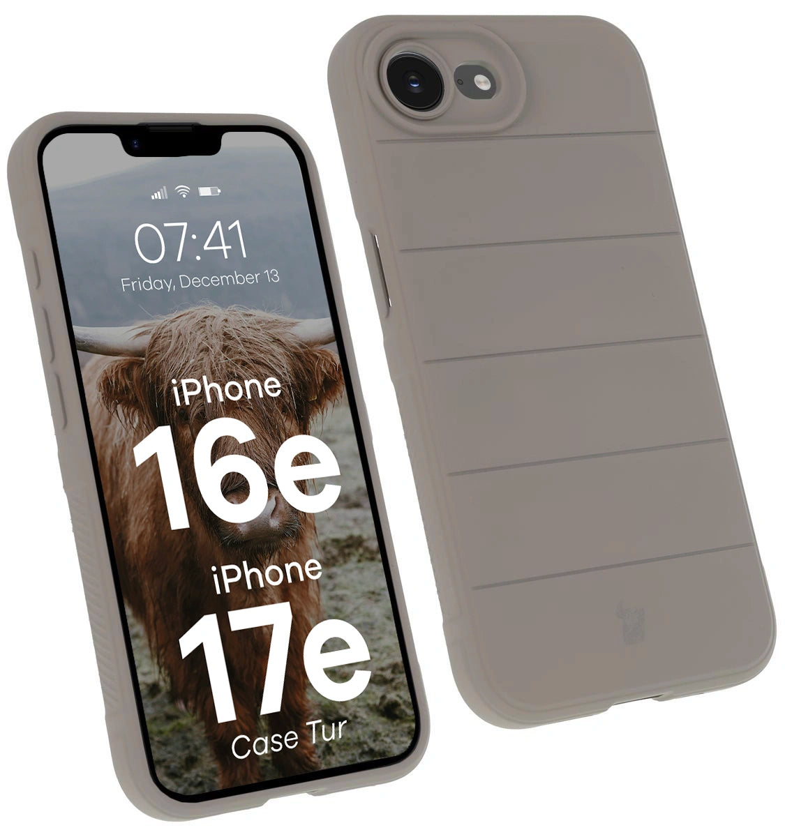 Robuste Handyhülle für iPhone 17e / 16e, Bizon Case Tur, Hellgrau