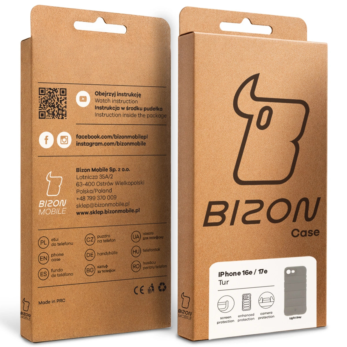 Robuste Handyhülle für iPhone 17e / 16e, Bizon Case Tur, Hellgrau
