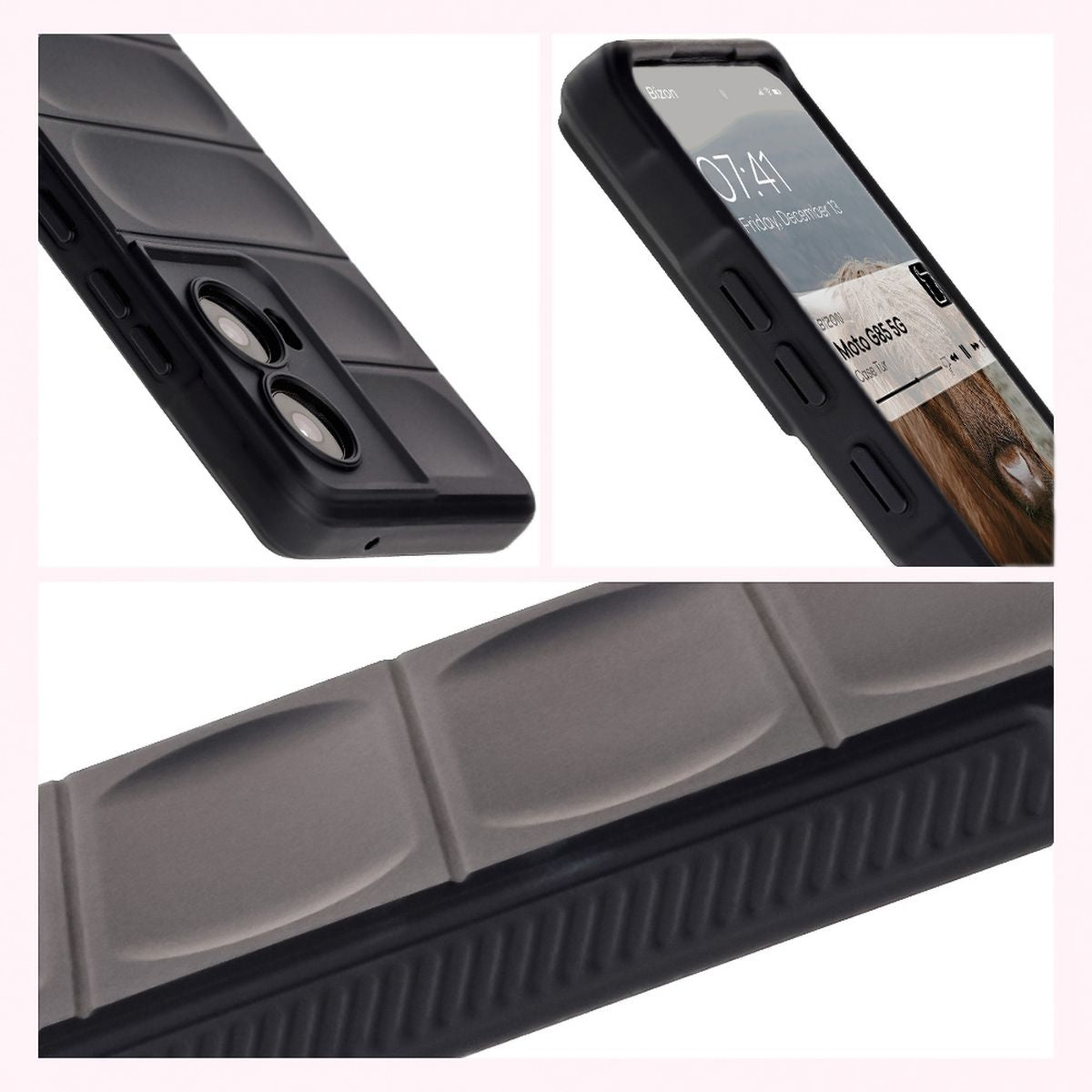 Robuste Handyhülle für Motorola Moto G85 5G, Bizon Case Tur, Schwarz