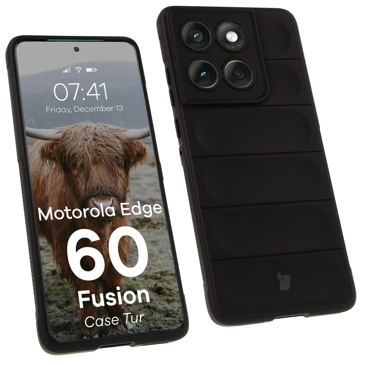 Robuste Handyhülle für Motorola Edge 60 / 60 Fusion, Bizon Case Tur, Schwarz
