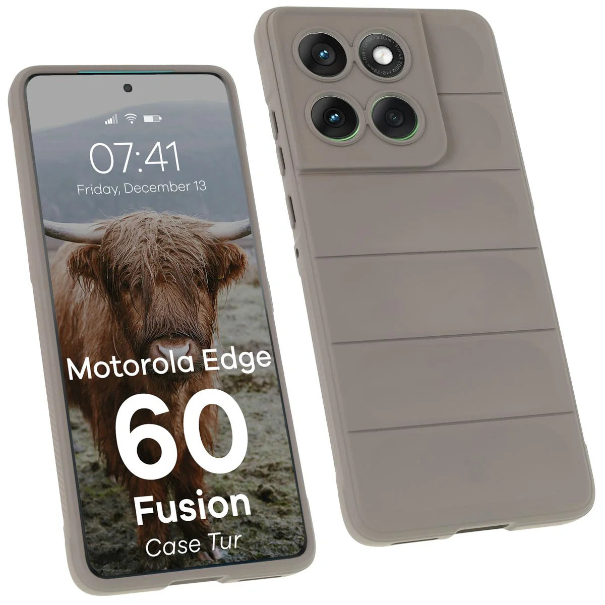 Robuste Handyhülle für Motorola Edge 60 / 60 Fusion, Bizon Case Tur, Hellgrau