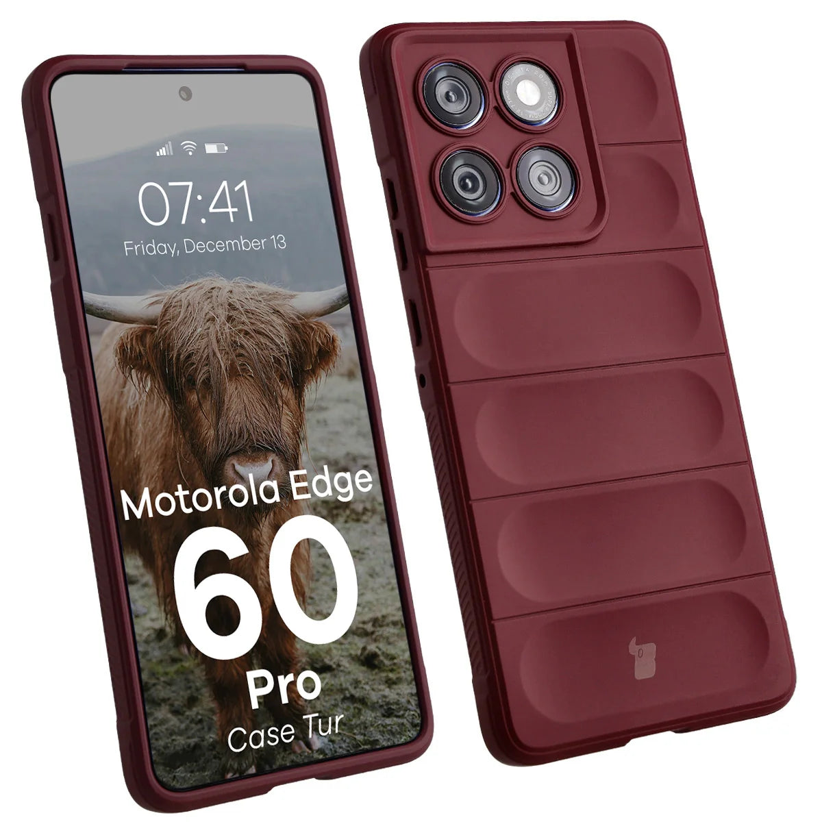 Robuste Handyhülle für Motorola Edge 60 Pro, Bizon Case Tur, Burgunderrot