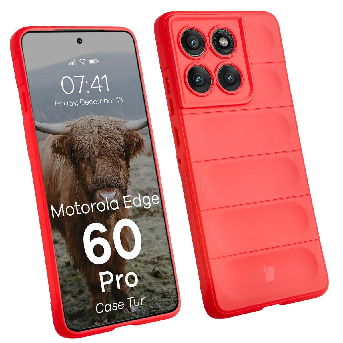 Robuste Handyhülle für Motorola Edge 60 Pro, Bizon Case Tur, Rot