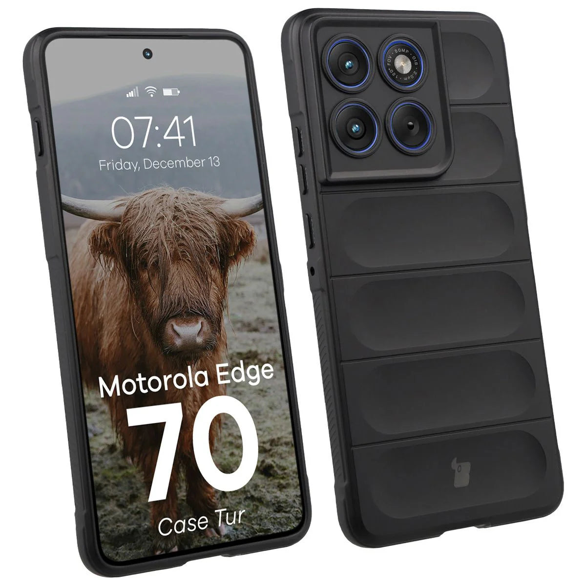 Robuste Handyhülle für Motorola Edge 70, Bizon Case Tur, Schwarz