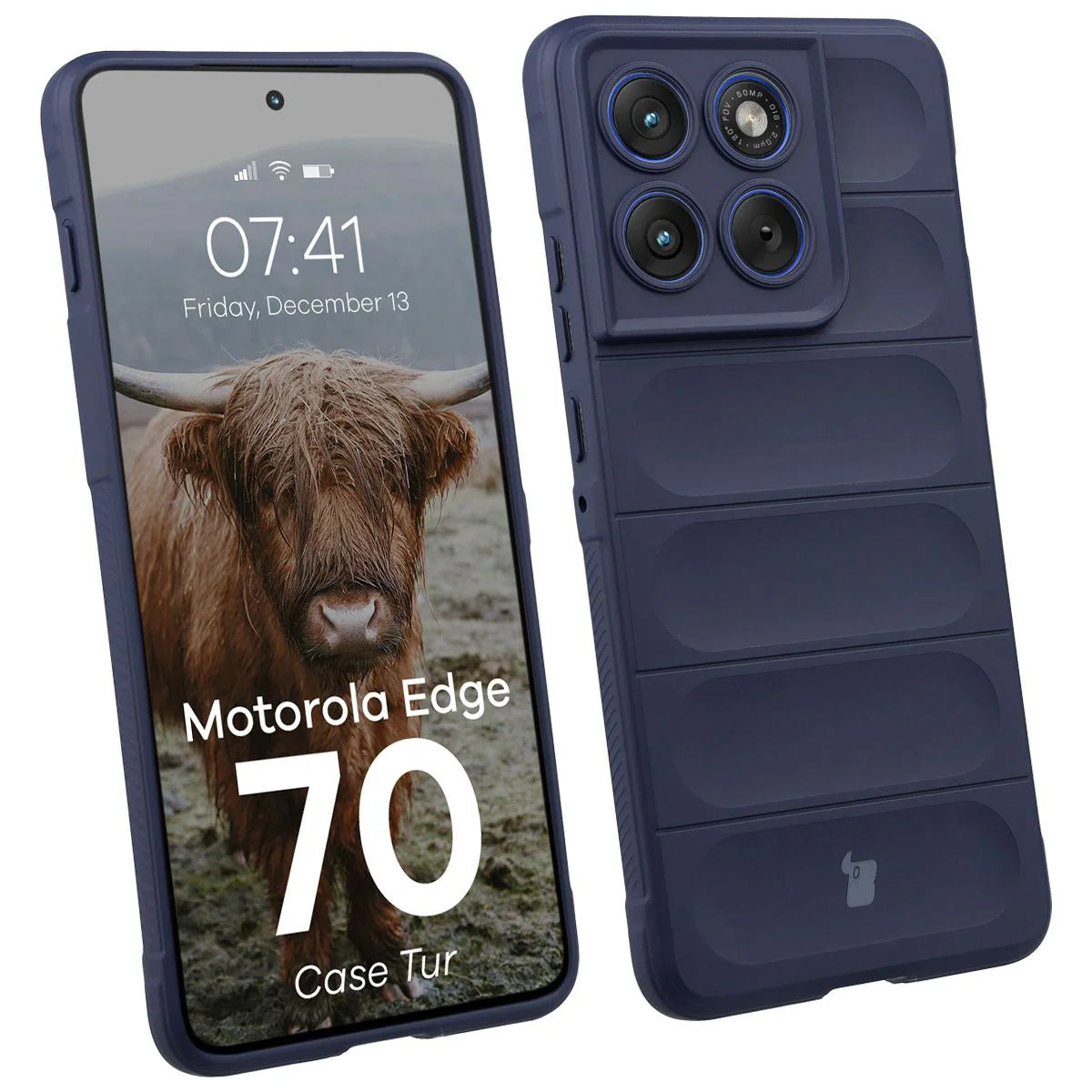 Robuste Handyhülle für Motorola Edge 70, Bizon Case Tur, Dunkelblau