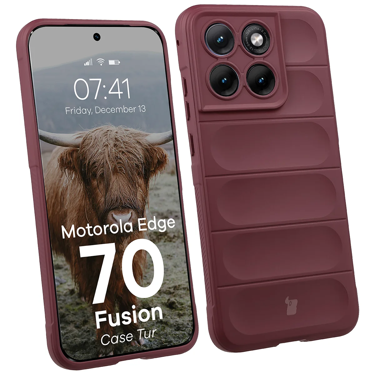 Robuste Handyhülle für Motorola Edge 70 Fusion, Bizon Case Tur, Burgunderrot
