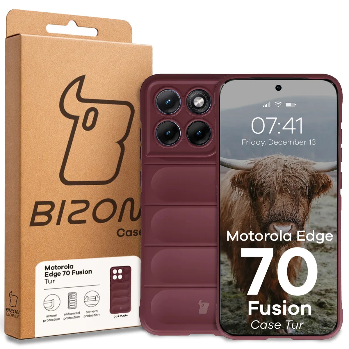 Robuste Handyhülle für Motorola Edge 70 Fusion, Bizon Case Tur, Burgunderrot