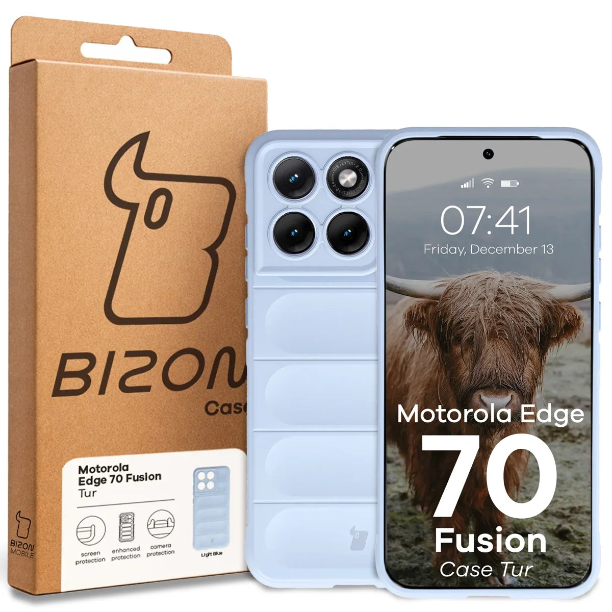 Robuste Handyhülle für Motorola Edge 70 Fusion, Bizon Case Tur, Hellblau