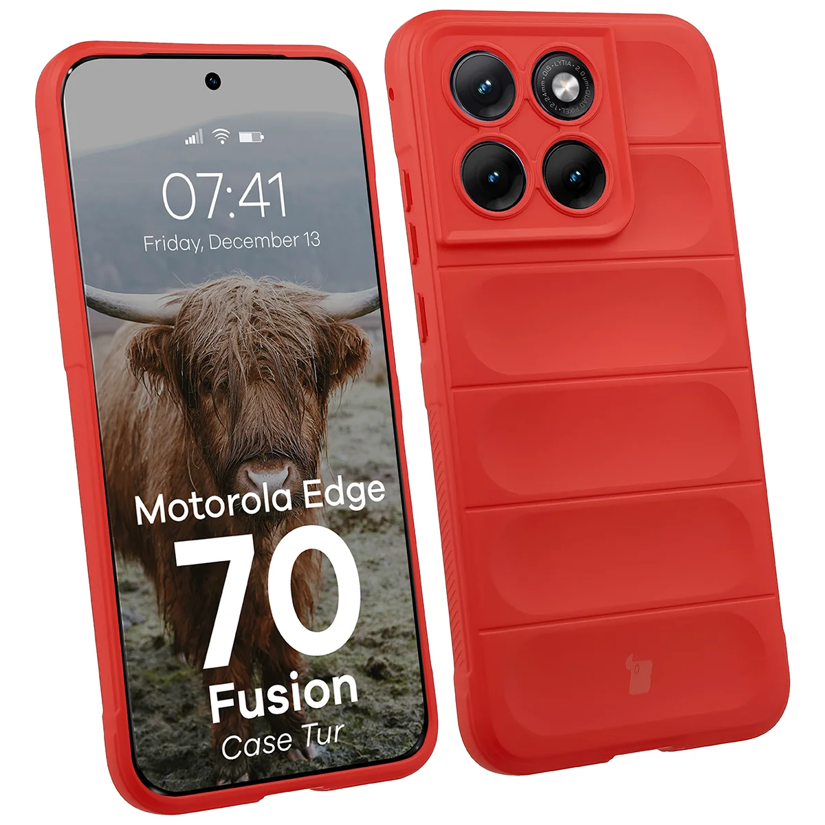 Robuste Handyhülle für Motorola Edge 70 Fusion, Bizon Case Tur, Rot