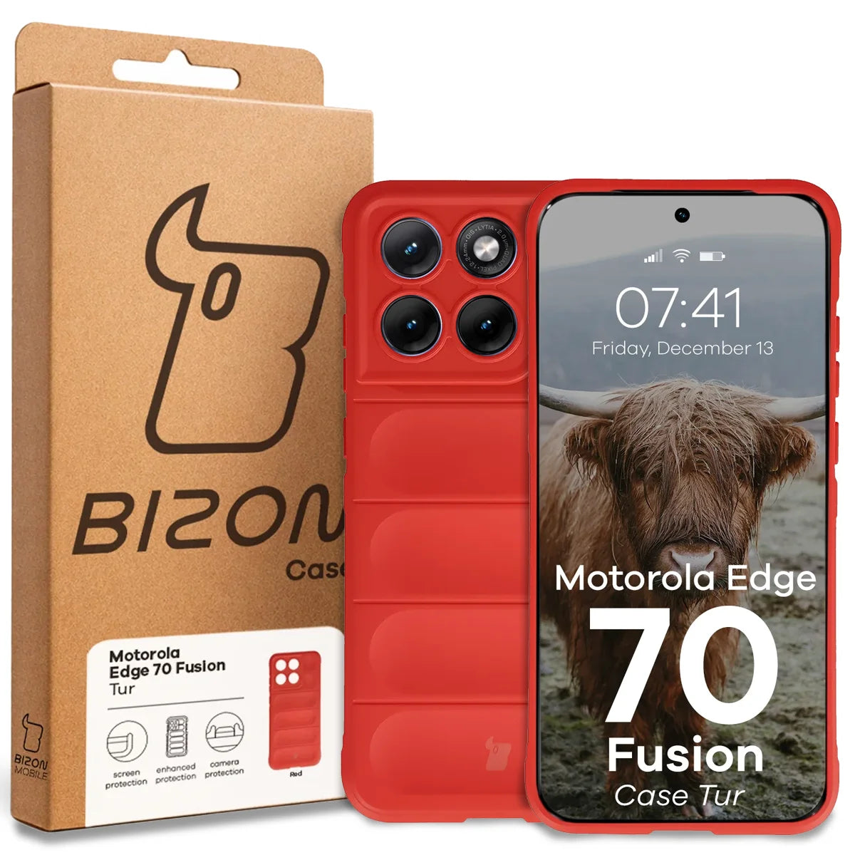 Robuste Handyhülle für Motorola Edge 70 Fusion, Bizon Case Tur, Rot