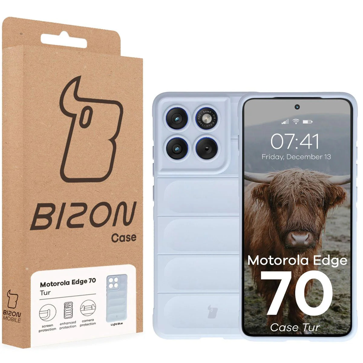 Robuste Handyhülle für Motorola Edge 70, Bizon Case Tur, Hellblau