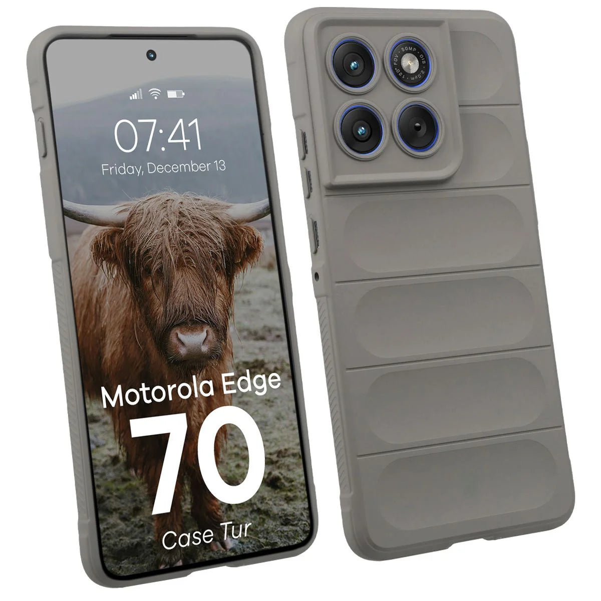 Robuste Handyhülle für Motorola Edge 70, Bizon Case Tur, Hellgrau