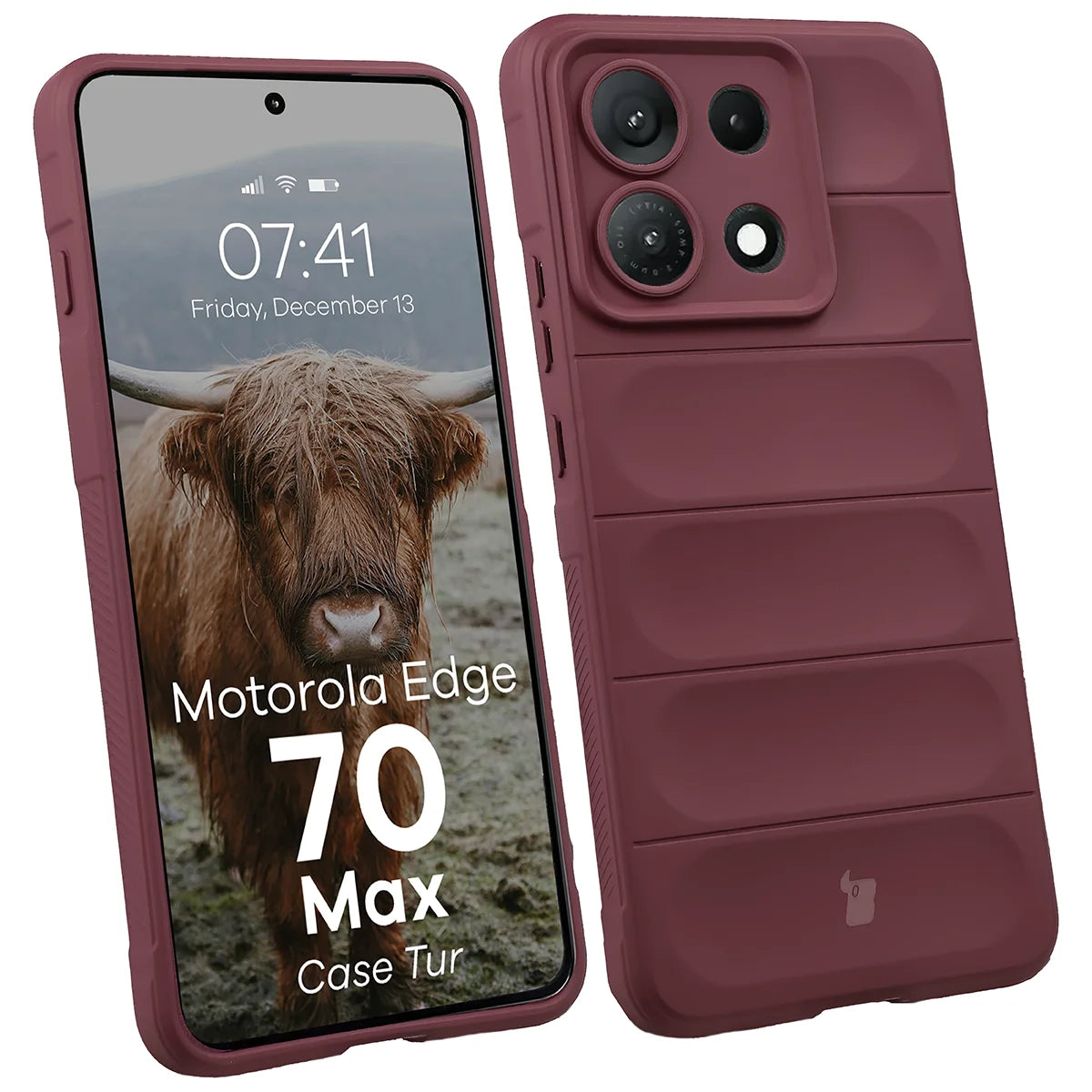 Robuste Handyhülle für Motorola Edge 70 Max, Bizon Case Tur, Burgunderrot (1/8)