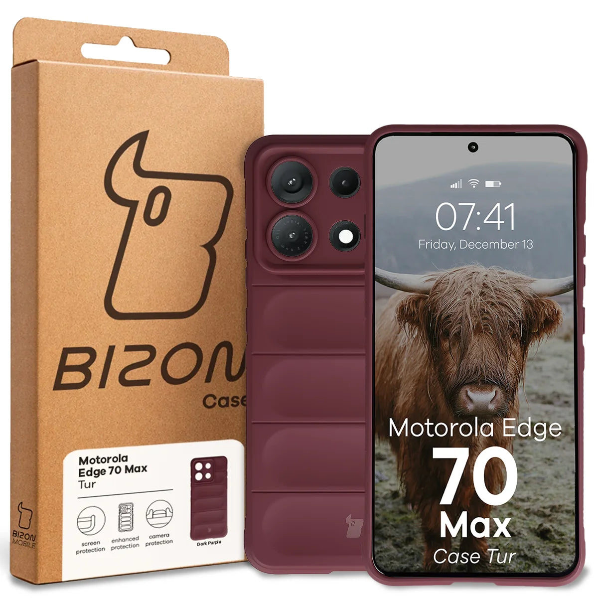 Robuste Handyhülle für Motorola Edge 70 Max, Bizon Case Tur, Burgunderrot (8/8)