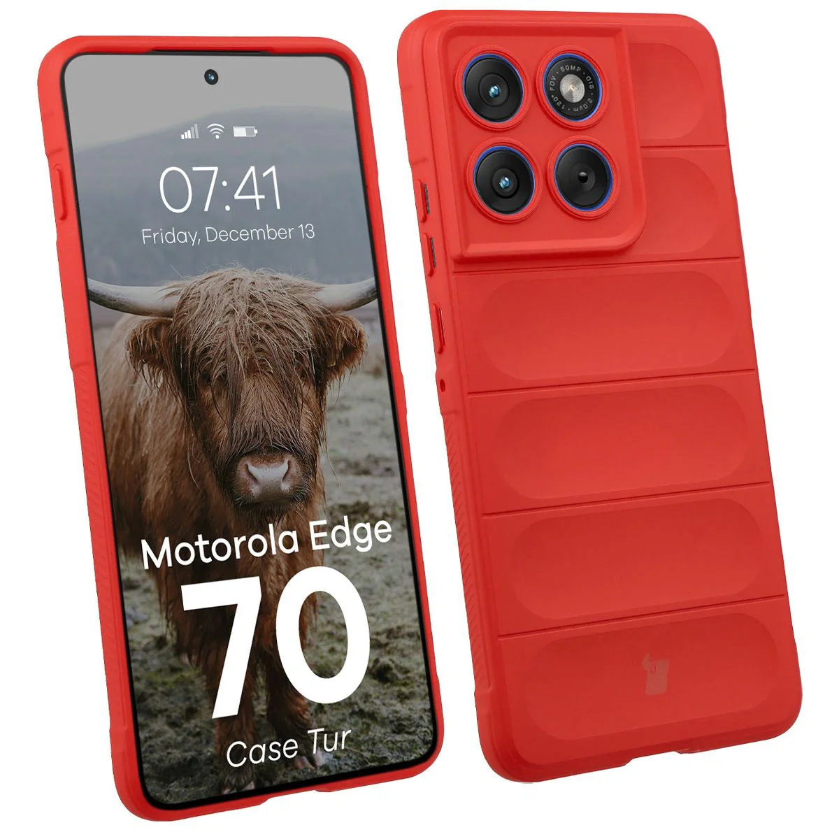 Robuste Handyhülle für Motorola Edge 70, Bizon Case Tur, Rot