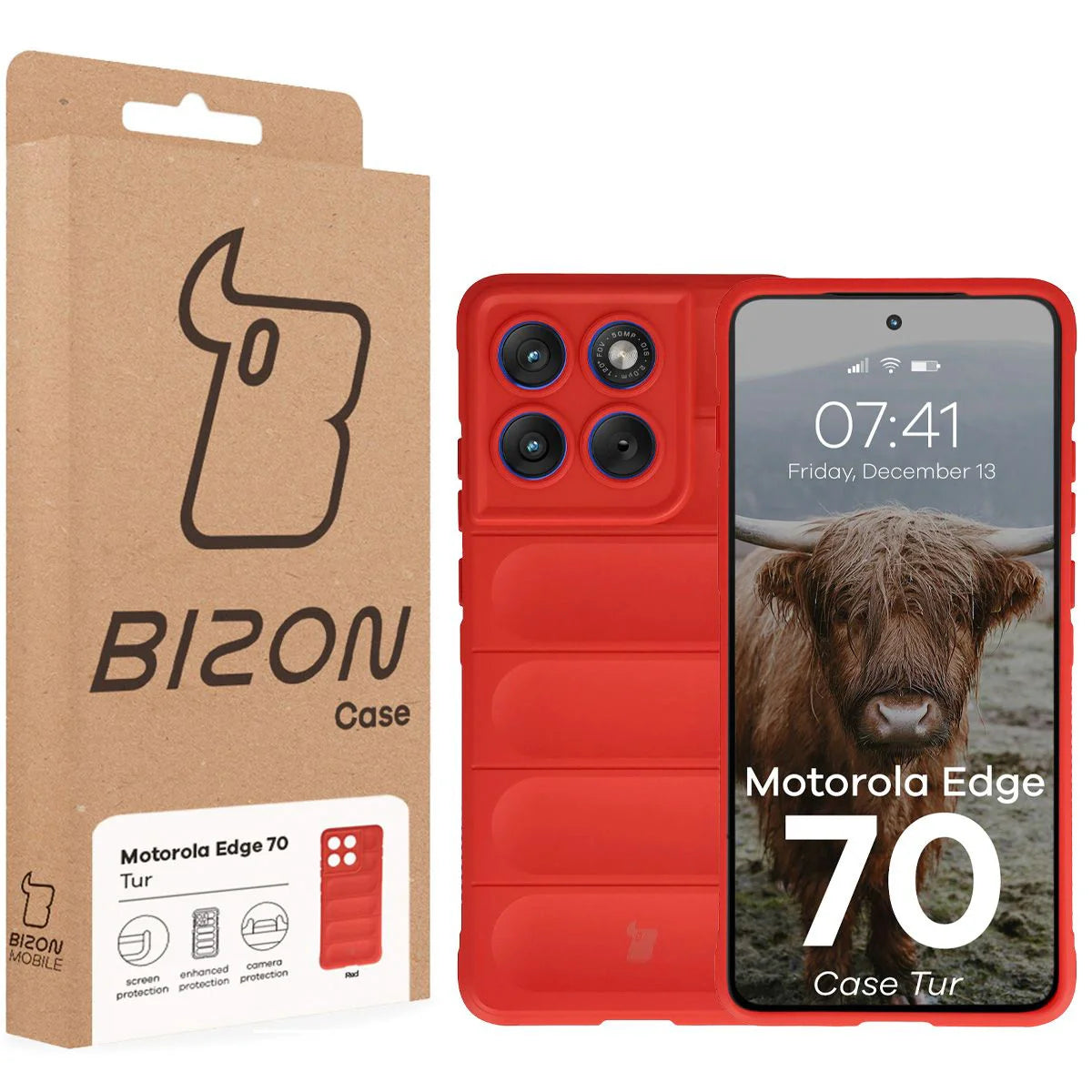 Robuste Handyhülle für Motorola Edge 70, Bizon Case Tur, Rot