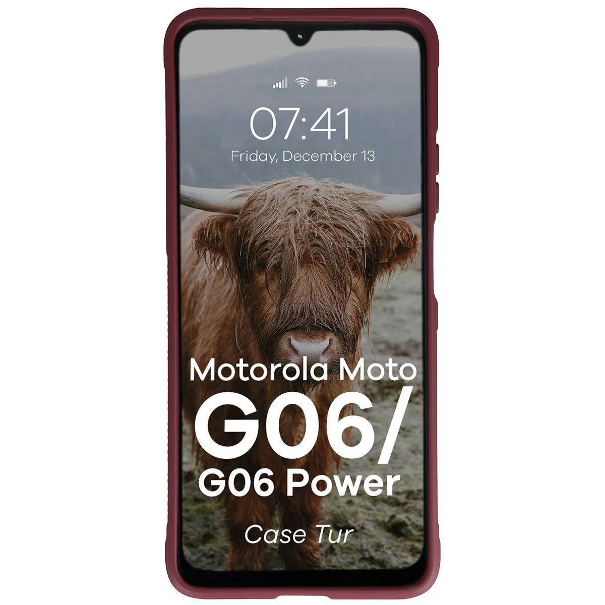 Robuste Handyhülle für Motorola Moto G06 4G / G06 Power 4G, Bizon Case Tur, Burgunderrot