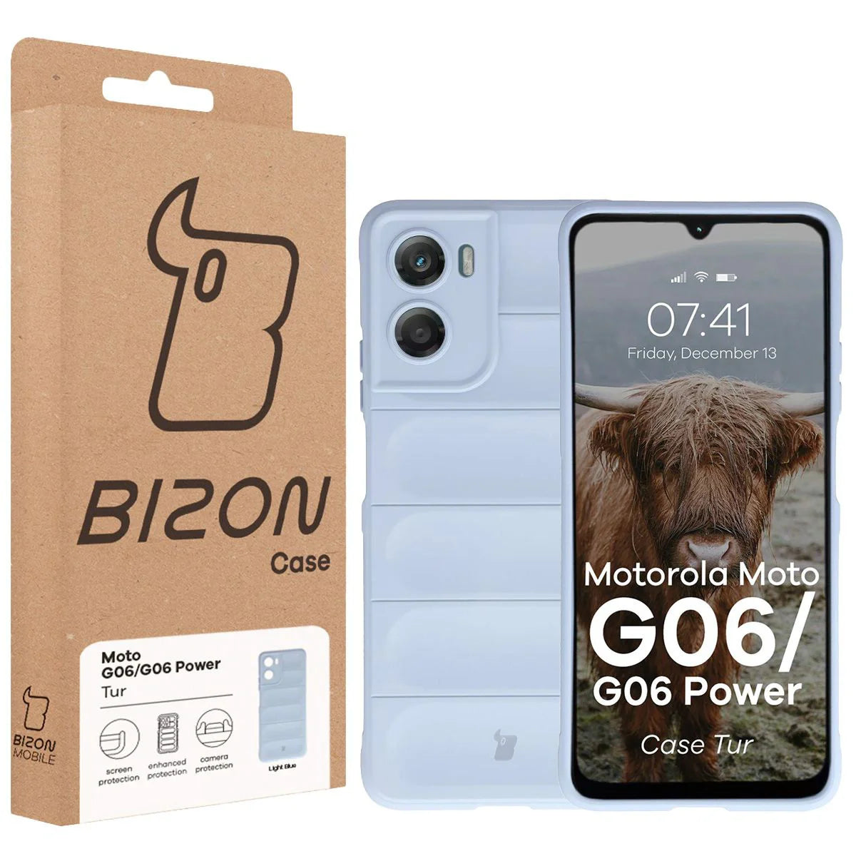 Robuste Handyhülle für Motorola Moto G06 4G / G06 Power 4G, Bizon Case Tur, Hellblau