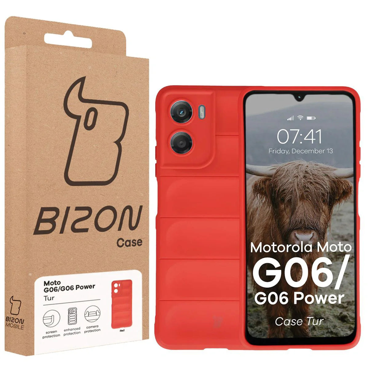 Robuste Handyhülle für Motorola Moto G06 4G / G06 Power 4G, Bizon Case Tur, Rot