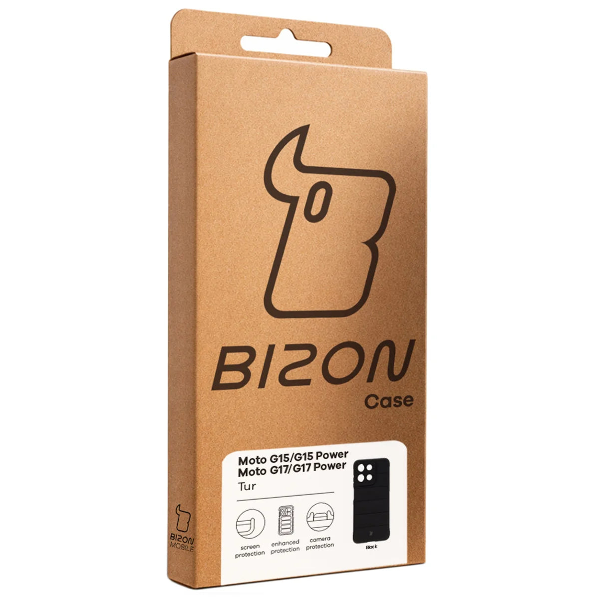 Robuste Handyhülle für Motorola Moto G17 / G17 Power / G15 / G15 Power, Bizon Case Tur, Schwarz