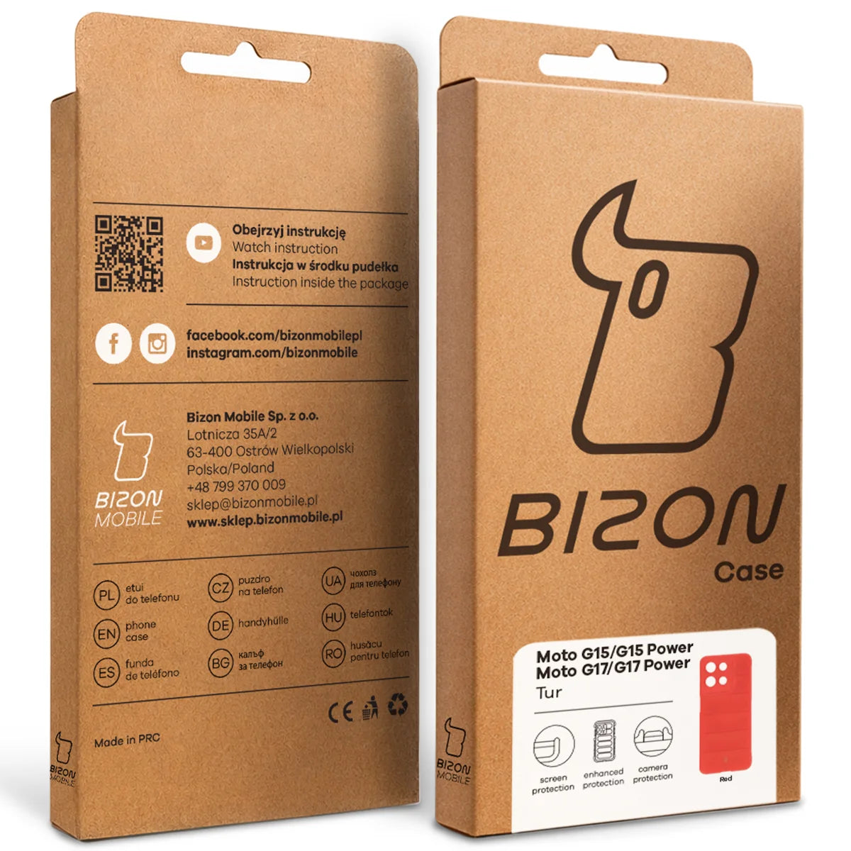 Robuste Handyhülle für Motorola Moto G17 / G17 Power / G15 / G15 Power, Bizon Case Tur, Rot